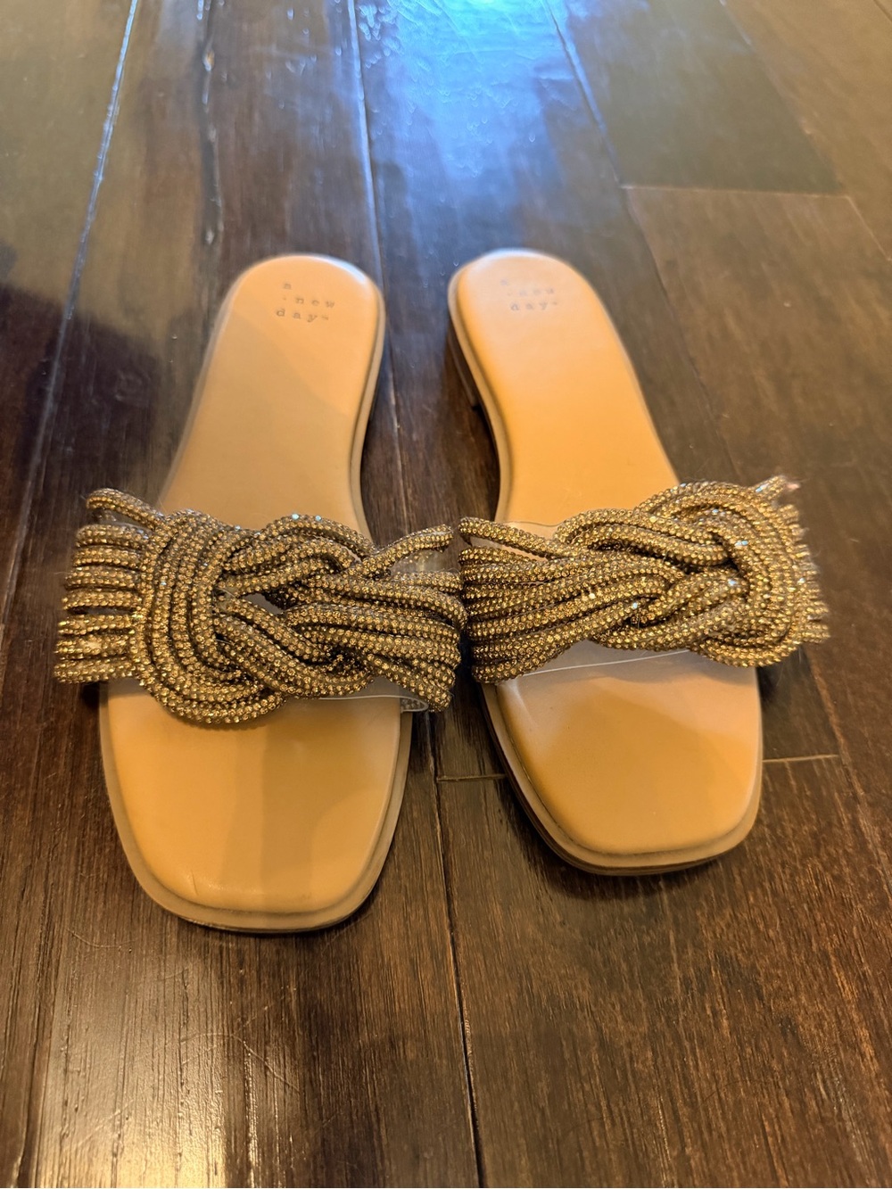 Beaded Knot Slide Sandals in Gold - (A New Day) Target size 7.5